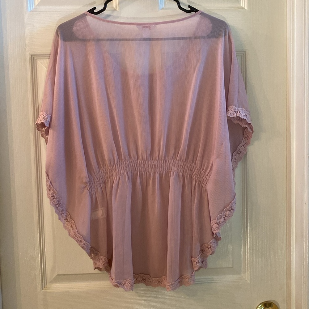 CANDIE’s Beautiful Elegant Lace Trim Blouse - Mauve - Picture 9 of 15